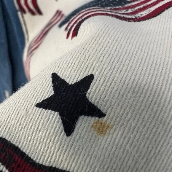 Vintage Roman's 16W Cotton Short Sleeve Patriotic Patchwork Quirky Denim Top - Picture 9 of 9